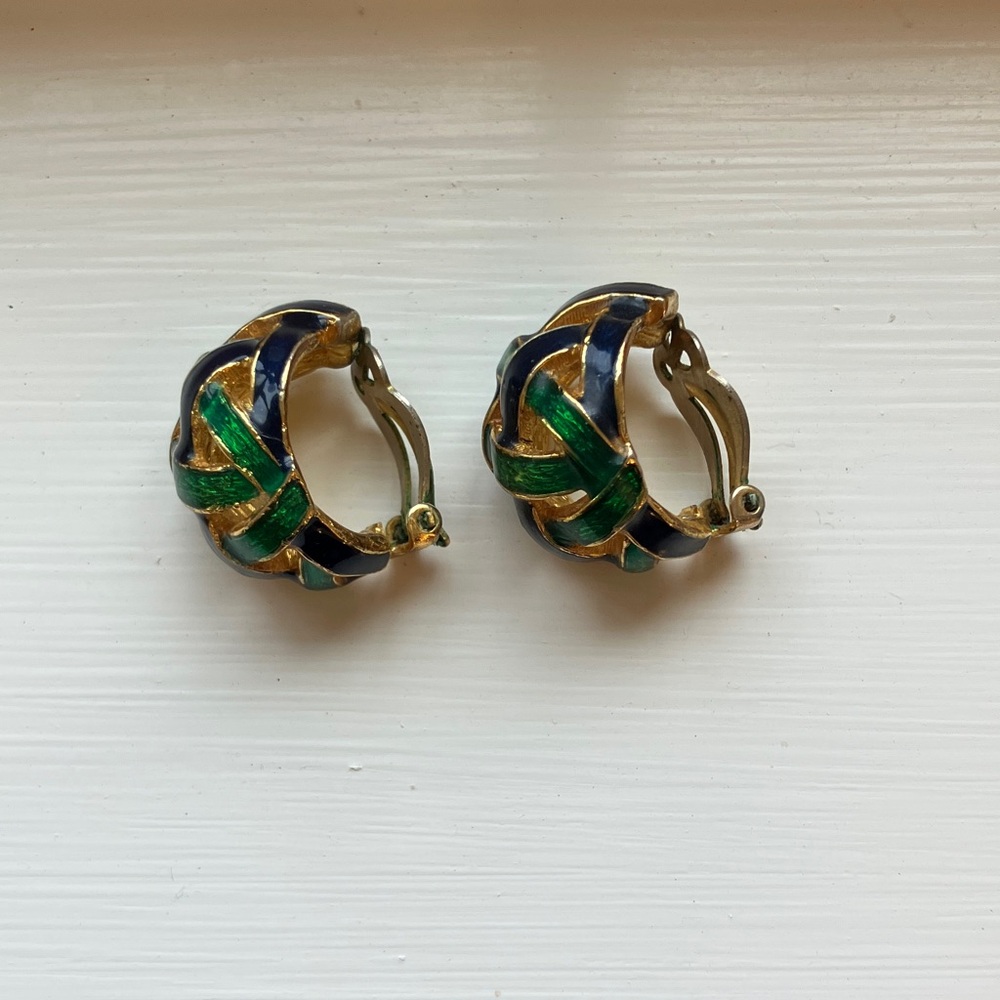 Elegant Gold and Green Hoop Earrings